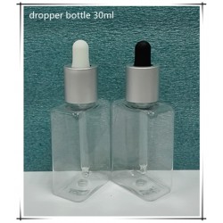 方形 PET30ML滴管瓶 鍍銀旋蓋，黑白膠頭，大量現(xiàn)貨