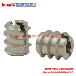 專業(yè)供應銅零件用自攻螺套，開槽型內外牙螺套，高品質碳鋼鍍鋅